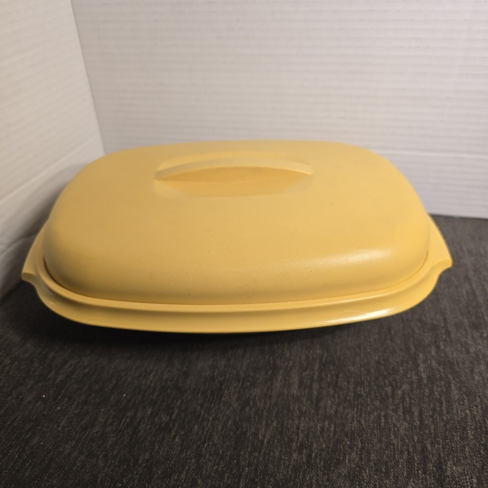 Vintage Tupperware Microwave Rice Vegetable Steamer Harvest Gold EUC
